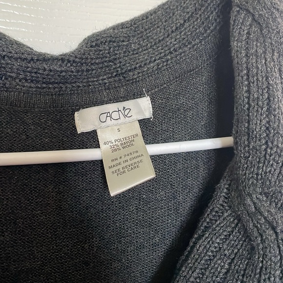 Cache Gray Off-the-Shoulder Cowlneck Tunic Sweater - Picture 2 of 3